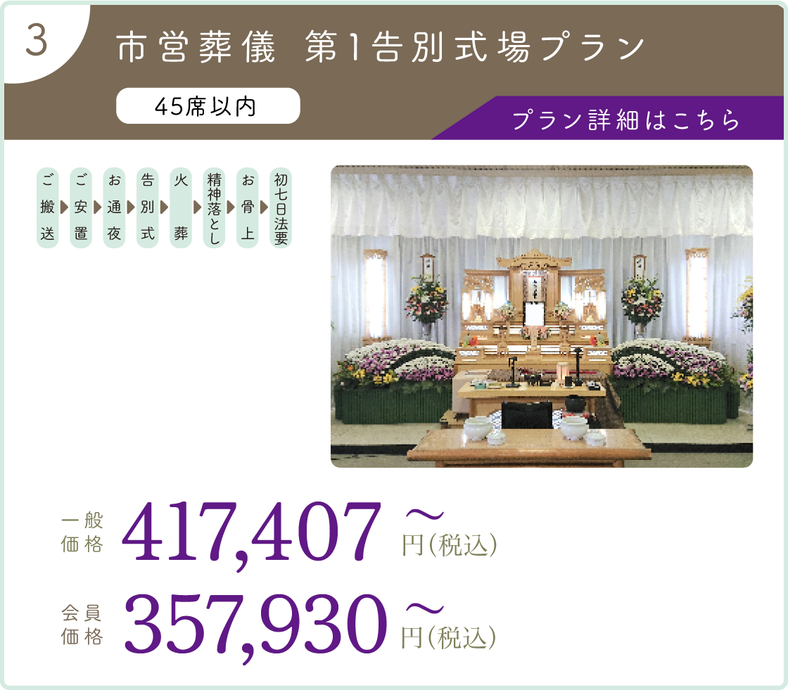 3:市営葬儀 第1告別式場プラン
